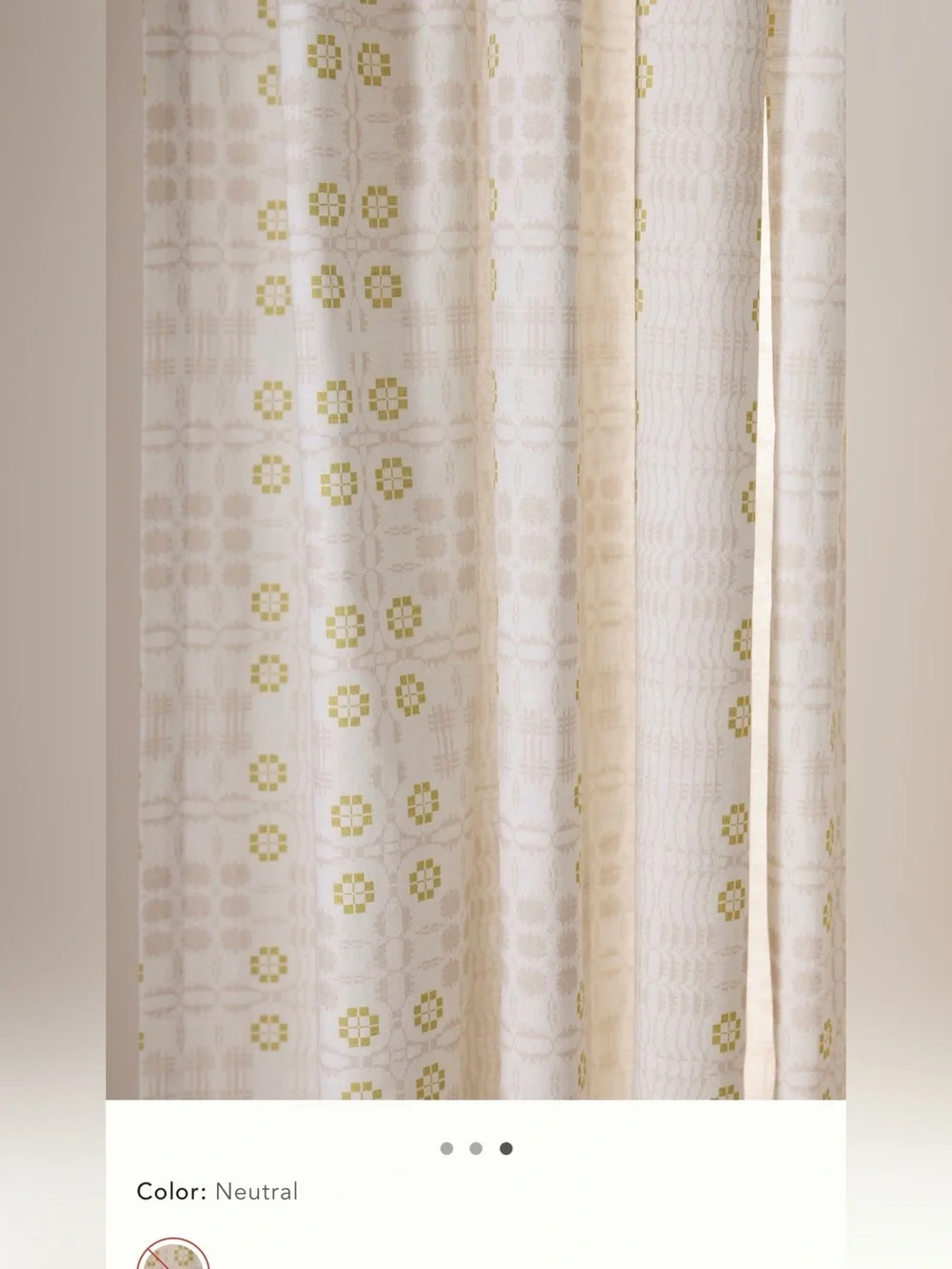Anthropologie Vera cotton printed valance curtain panel neutral pattern 96 x 50